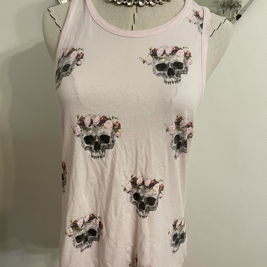 Chaser Baby Pink Tank W/Skulls